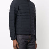 Emporio Armani Navy blue feather down padded logo-patch jacket