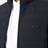 Emporio Armani Navy blue feather down padded logo-patch jacket