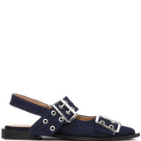 Ganni Denim Feminine Buckle Ballerinas