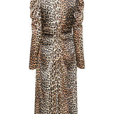 Ganni leopard-print Ruched Midi Dress