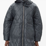 Ganni Shiny Quilt Midi Jacket