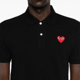 Comme Des Garcons Black Polo Shirt With Heart Patch