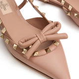Valentino Garavani Rockstud Bow Slingback Ballerina In Patent Leather