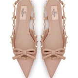 Valentino Garavani Rockstud Bow Slingback Ballerina In Patent Leather