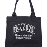 Ganni Large shopper bag with logo