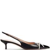 Valentino Black Pointed Toe Buckle Slingback Pumps