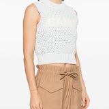 Ganni Openwork cotton vest