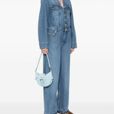 Ganni Light Blue Foldover Small Shoulder Bag