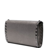 Valentino Garavani Clutch Silver Rockstud Detachable Chain