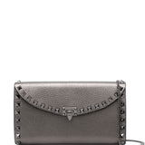 Valentino Garavani Clutch Silver Rockstud Detachable Chain