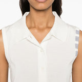 Thom Browne White Sleeveless Polo Top