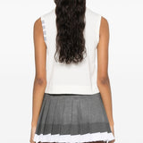 Thom Browne White Sleeveless Polo Top