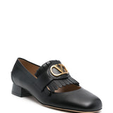 Valentino Garavani Vlogo Signature Calfskin Fringe Sabot Moccasin 25mm