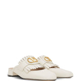 Valentino Garavani Vlogo Signature Calfskin Fringe Sabot Moccasin 25mm