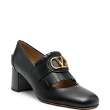 Valentino Garavani VLogo Black Fringe Signature Pumps