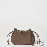 Brunello Cucinelli Mellow mini bucket bag in suede with precious chain