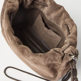 Brunello Cucinelli Mellow mini bucket bag in suede with precious chain