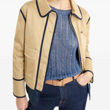 Fay Beige Concealed Zip Quilted Jacket