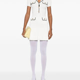 Self Portrait White Ribbed Mini Dress
