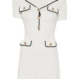 Self Portrait White Ribbed Mini Dress