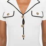 Self Portrait White Ribbed Mini Dress