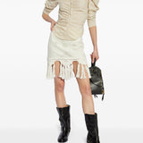Isabel Marant White Macrame Fringe Skirt