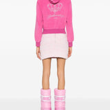 Balenciaga Fuchsia Rhinestone Logo Zipped Hoodie