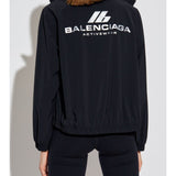 Balenciaga Black Printed Logo Windbreaker Front Zip