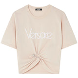 Versace Beige Logo Safety Pin Tee