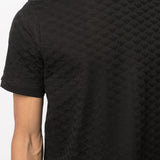 Emporio Armani Mercerised-jersey T-shirt with all-over jacquard eagle