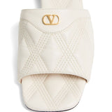 Valentino White Quiltie 67mm NappaLeather Slide Sandal