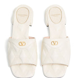 Valentino White Quiltie 67mm NappaLeather Slide Sandal