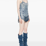 Diesel Tencel denim mini dress with fringes