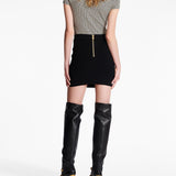 Balmain Black Embellished Button Knitted Skirt