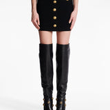 Balmain Black Embellished Button Knitted Skirt