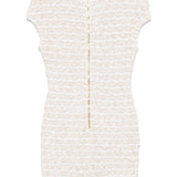 Balmain White Tweed Gold Tone Dress