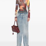 Maison Margiela Indigo Concealed Button Skirt