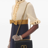 Valentino Cerulean Ruffled Bow Petite Sleeve Dress