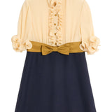 Valentino Cerulean Ruffled Bow Petite Sleeve Dress