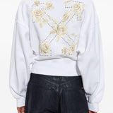 Off White logo-print cropped sweatshirt