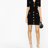 Balmain short knitted dress with golden buttons