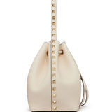 Valentino Ivory White Rockstud Bucket Bag Embellished