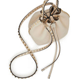 Valentino Ivory White Rockstud Bucket Bag Embellished