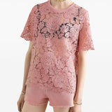 Dolce And Gabbana Pink Lace Tee