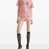 Dolce And Gabbana Pink Lace Tee