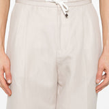 Brunello Cucinelli Beige Elasticated Drawstring Trousers