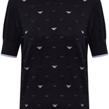 Emporio Armani Jet-Black Eagle Embroideries Jumper