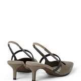 Brunello Cucinelli City Heels in Nappa Leather with Shiny Strap
