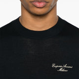 Emporio Armani Wool Blend Crewneck Sweater with Logo