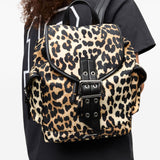 Ganni Leopard Small Nylon Bucky Backpack